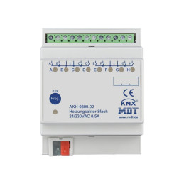 MDT AKH-0800.02 / Модуль управления термоэлектрическими клапанами KNX, 8-канальный, до 4 клапанов на канал, 24-230VAC