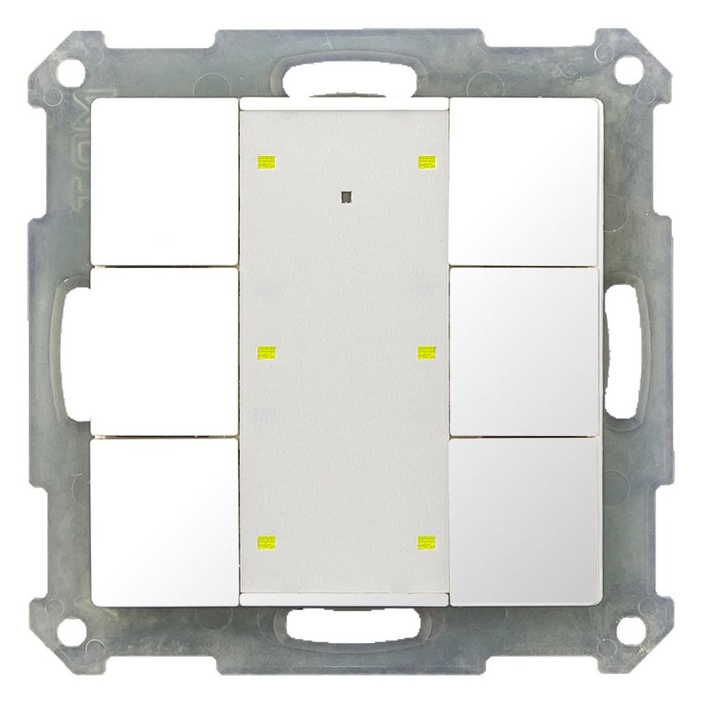 MDT BE-TA55P6.G1 Выключатель кнопочный KNX 3-канальный (6 кнопок), фоновая подсветка, цвет глянцевый белый