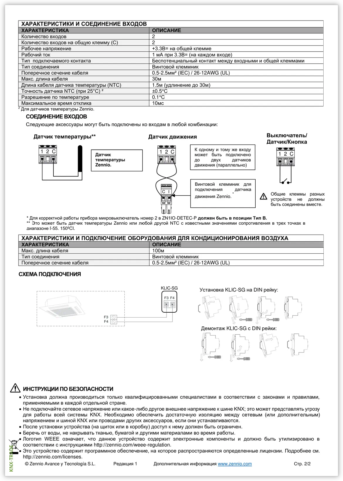 Datasheet (2) Zennio [ZCLSG] KLIC-SG / Шлюз KNX-Samsung VRF