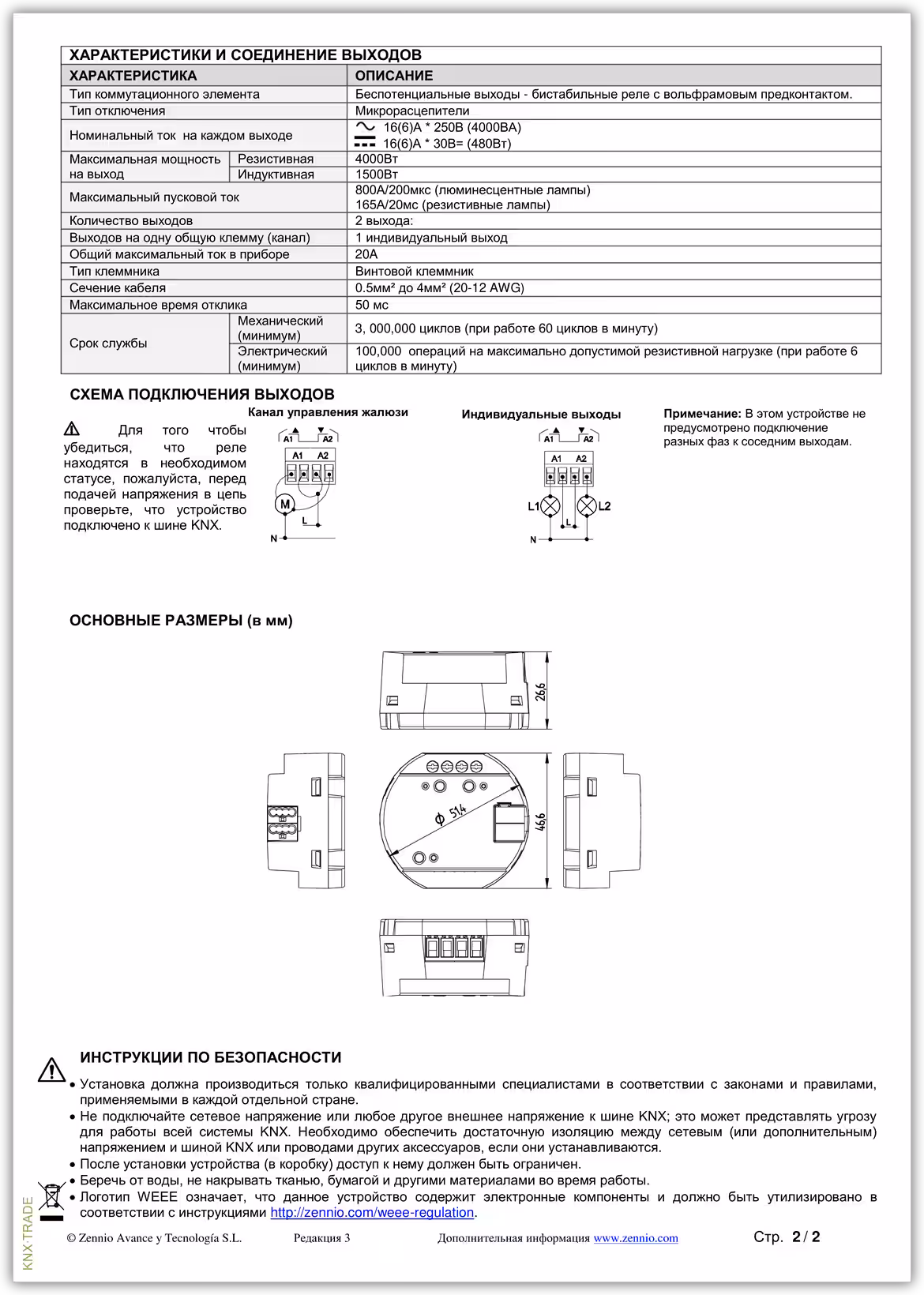 Datasheet (2) Zennio [ZIO-IB20] inBOX 20 / Актуатор KNX для скрытого монтажа, 2-выхода