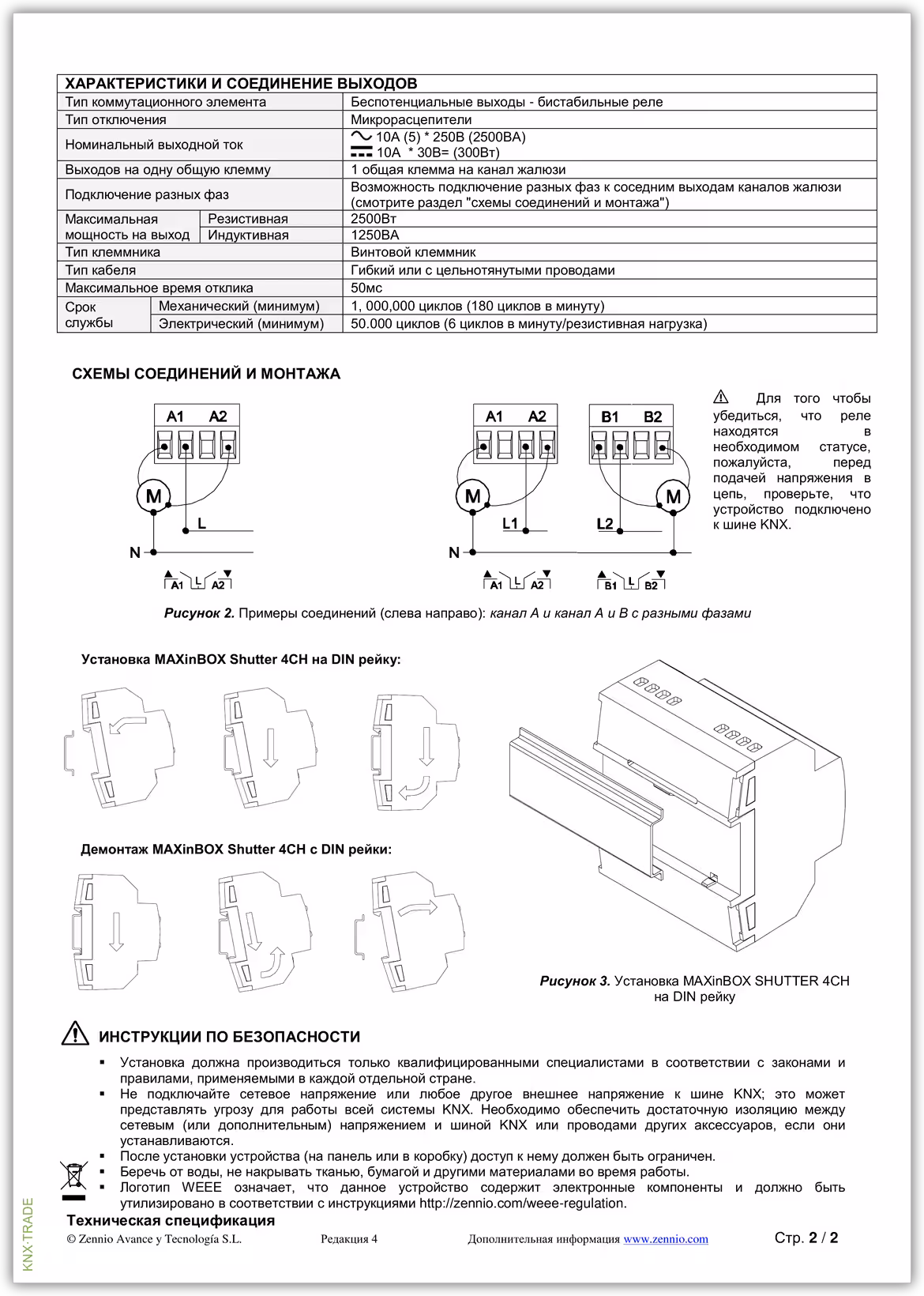 Datasheet (2) Zennio [ZIO-MBSHU4] MAXinBOX SHUTTER 4CH / Актуатор KNX жалюзийный, 4-канальный