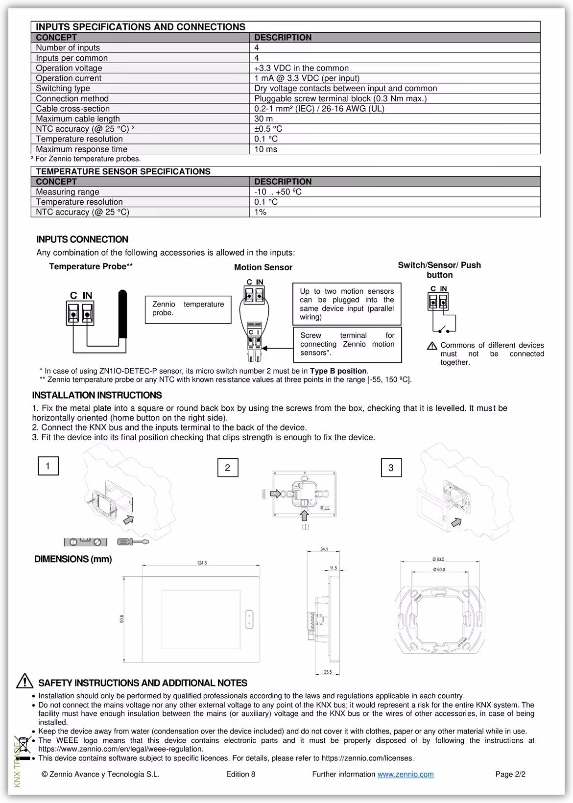Datasheet (2) Zennio [ZVIZ40] Z40 / Панель сенсорная KNX, с экраном 4.1 дюймов